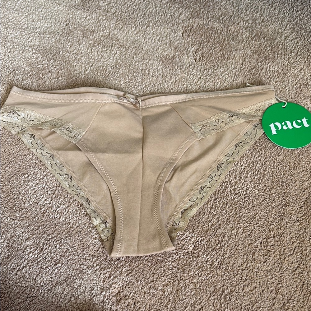 Pact Hipster Beige Organic Lace Accent Panties
